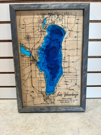 9 Layer, Lake Winnebago Topographic Map