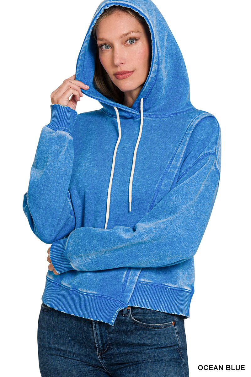 Asymmetrical Patriotic Hoodie - Blue