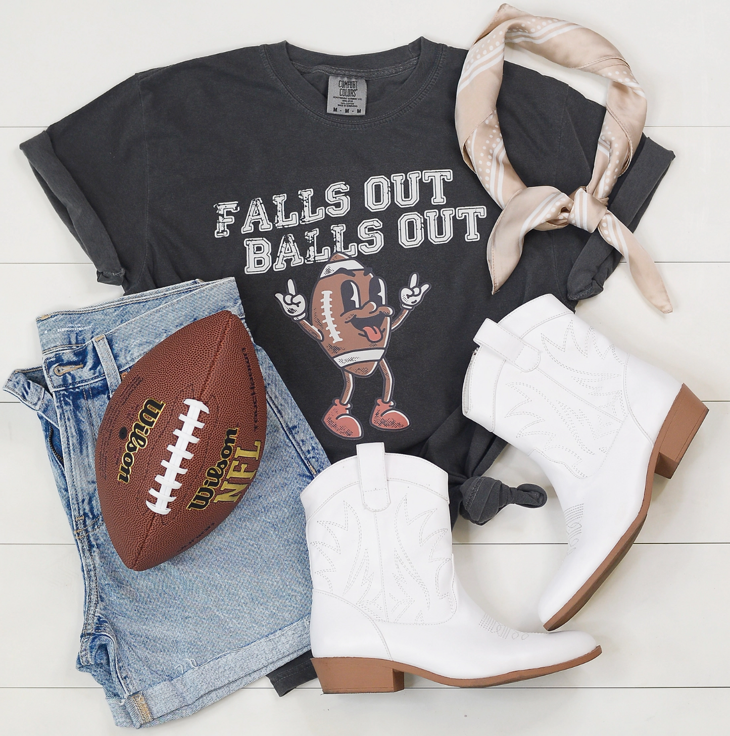 Falls Out Balls Out Funny Graphic Tee, Game Day, Football