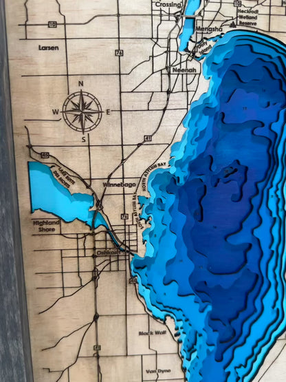 9 Layer, Lake Winnebago Topographic Map